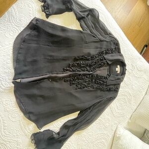 Coldwater Creek Black Embellished Buttoned Blouse